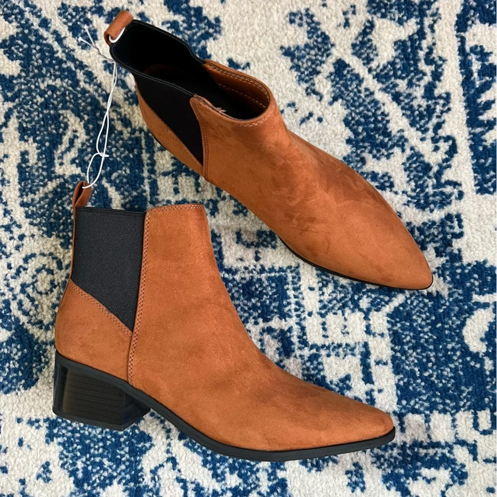 Women's Gwen Low Shaft Heeled Boots Cognac - A New Day™ 10 - Picture 5 of 8